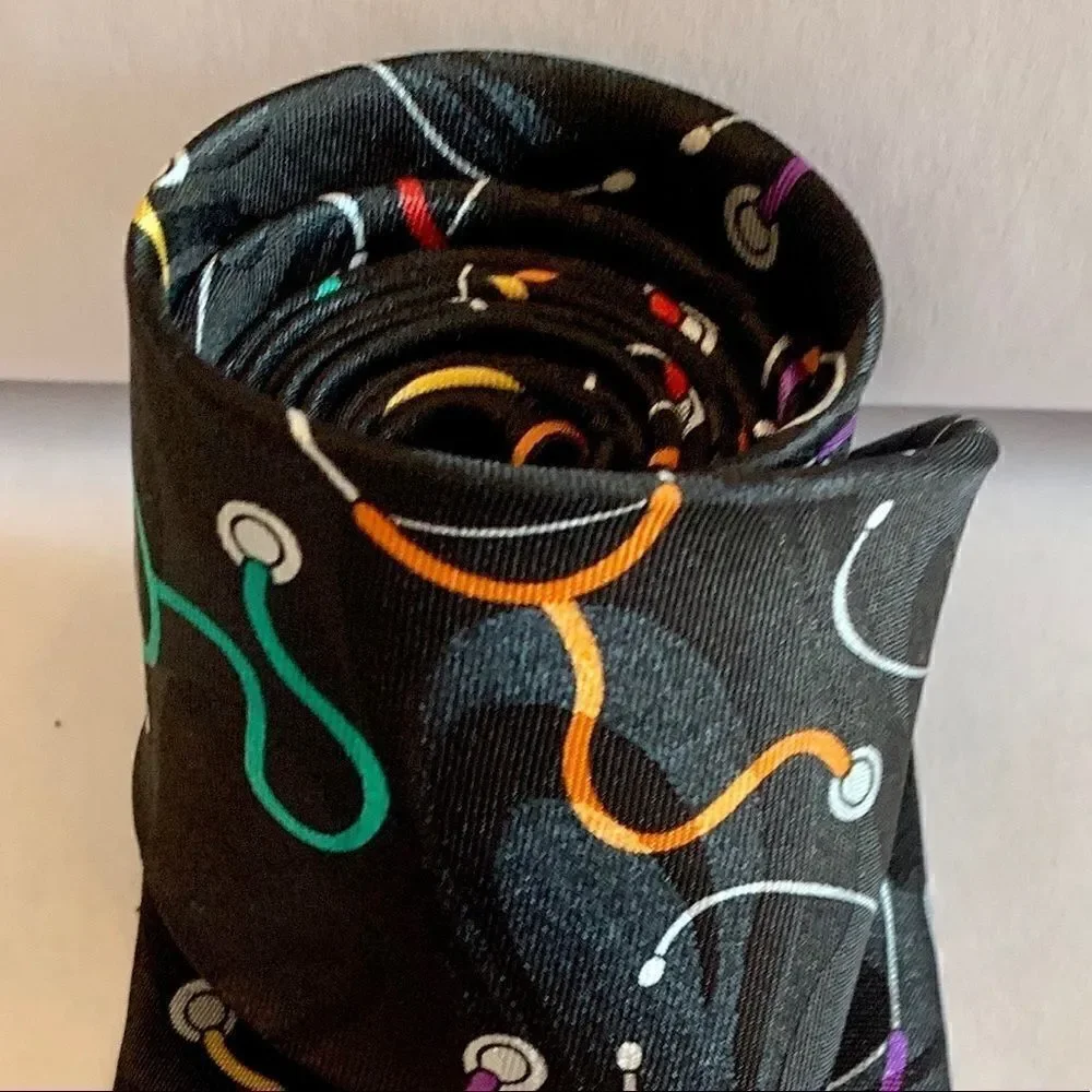 FOR THE DOCTOR IN YOUR LIFE 58” BLACK TIE WITH 🩺